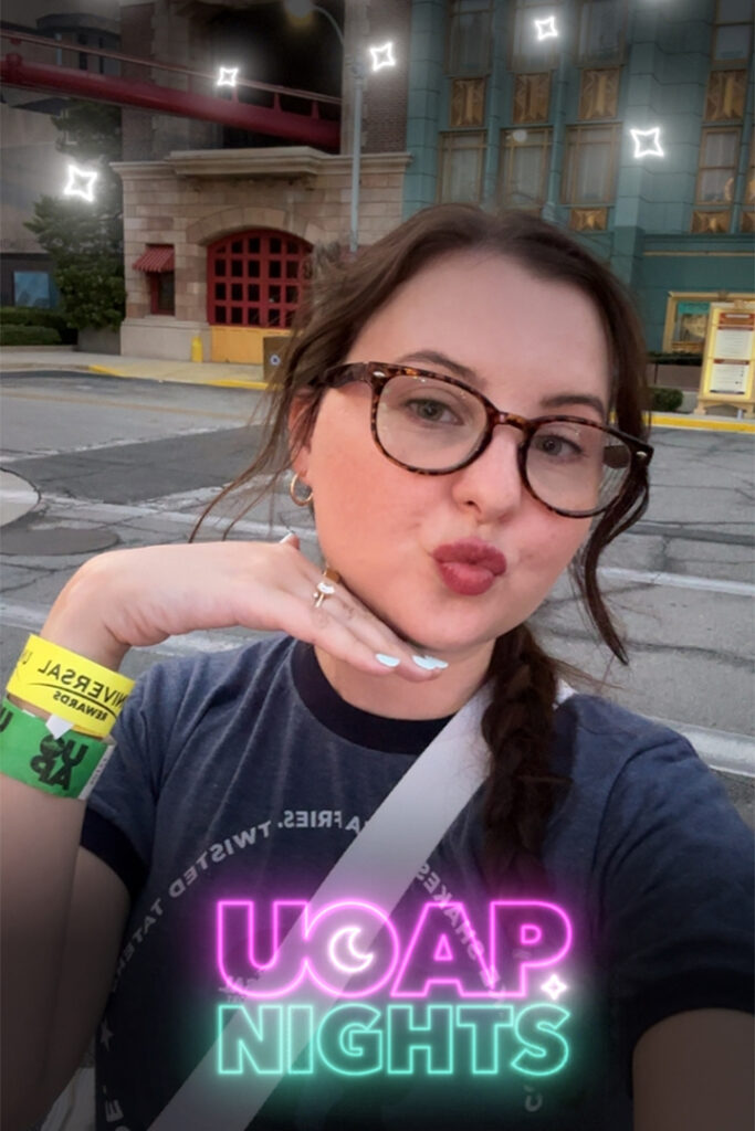A selfie with the UOAP Nights filter