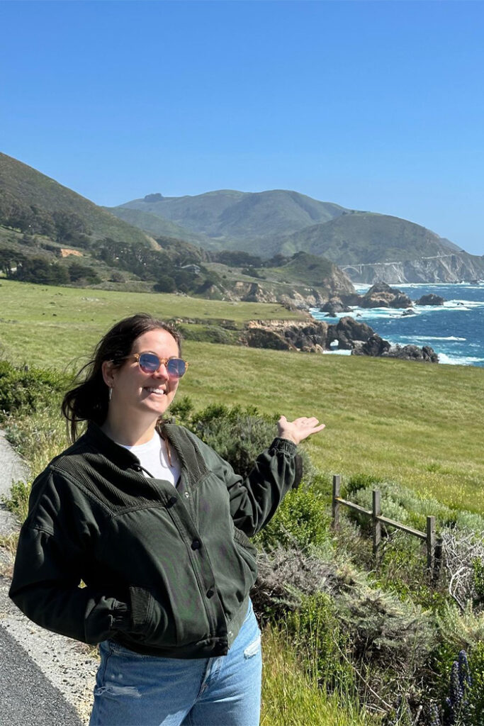 Writer Julia Goncalves on the California coast.