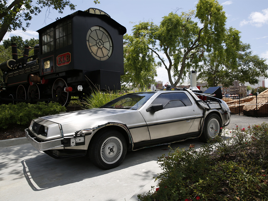 The Back to the Future time machines in Universal Studios Florida