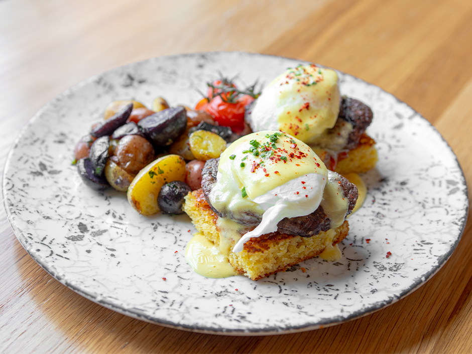 Steak Eggs Benedict at Bigfire's Sunday brunch in Universal CityWalk.