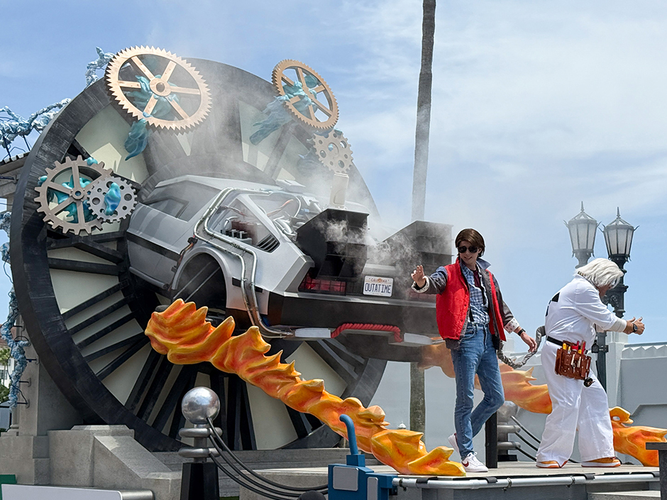 Back to the Future characters on a float