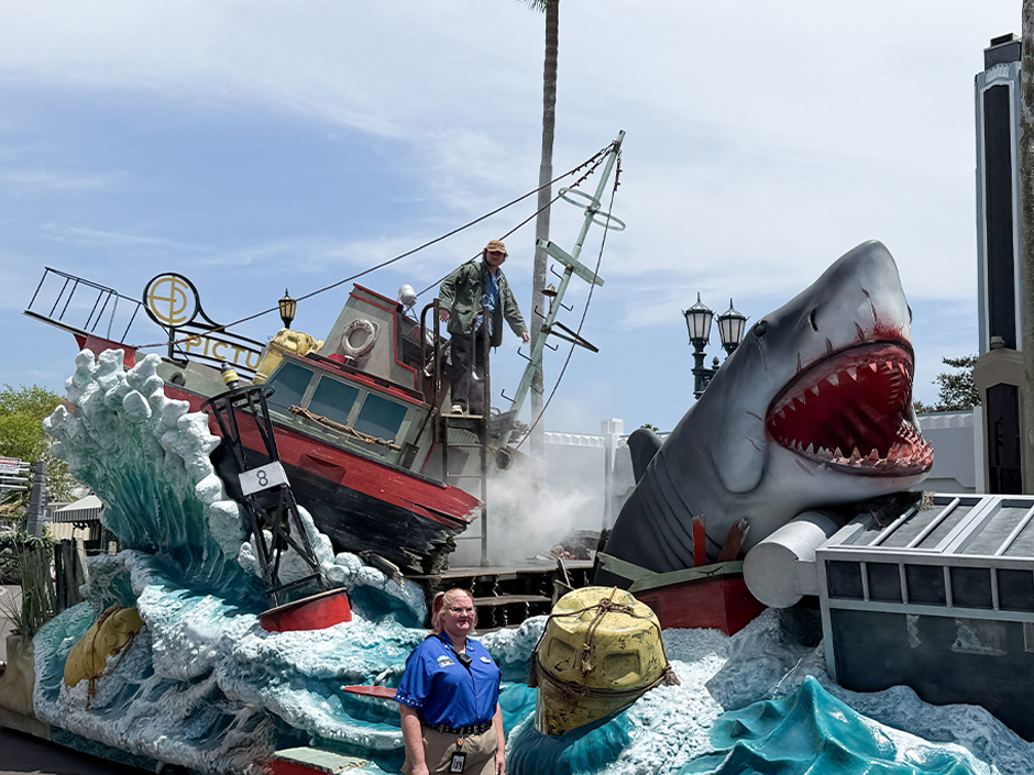 The Jaws float at the Mega Movie Parade