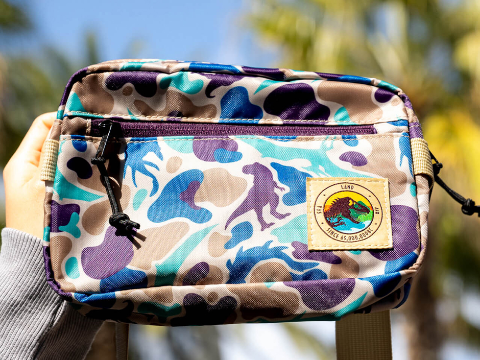 a Jurassic themed fanny pack