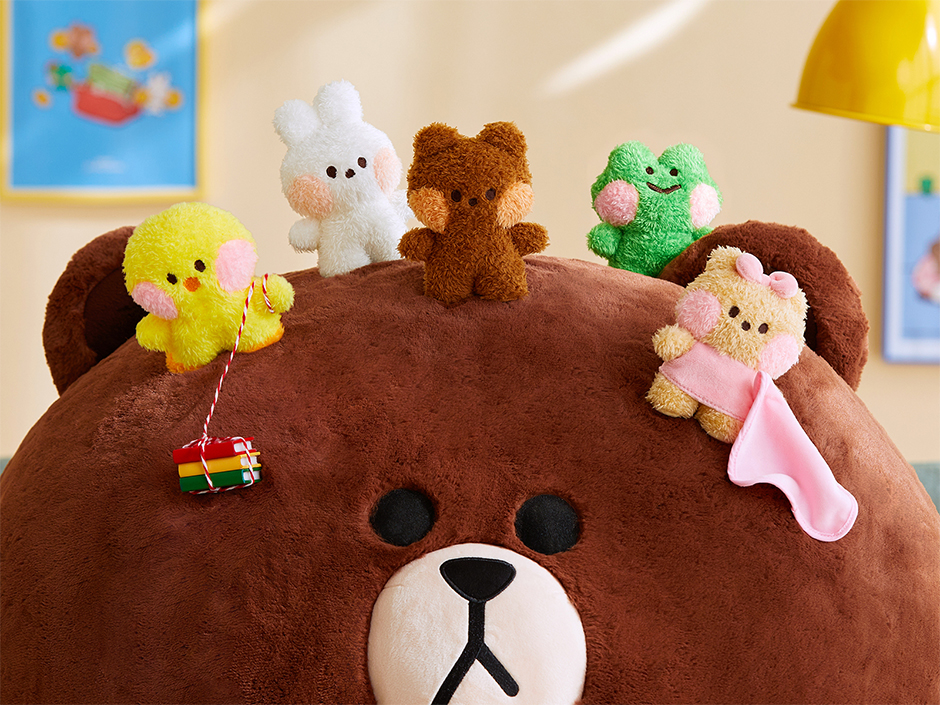 A group of LINE FRIENDS collectibles.