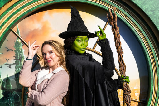A guest meets Elphaba at Universal Studios Hollywood.