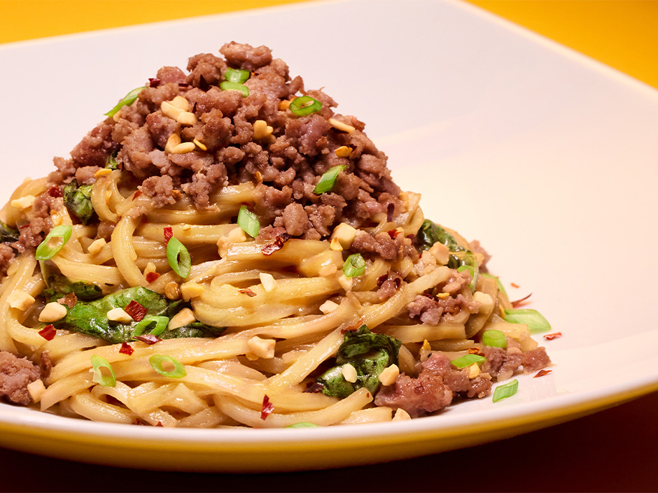 Plate of Pork DanDan Noodles at Mythos Restaurant in Universal Islands of Adventure for Universal Orlando Passholders.