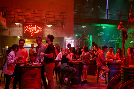 A group of people mingling at Universal Horror Unleashed