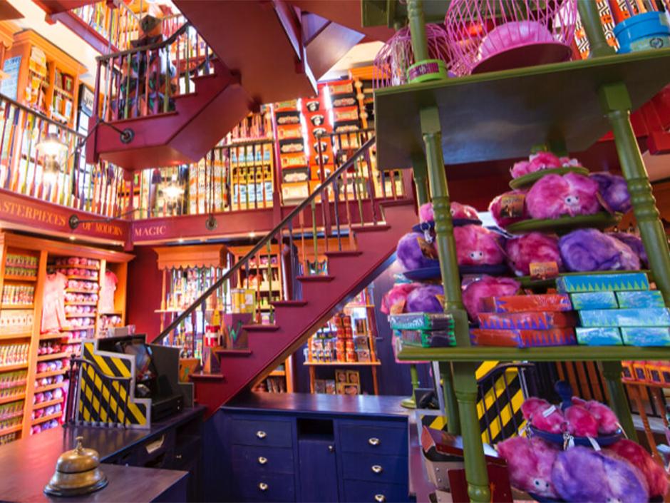 The inside of Weasleys' Wizard Wheezes in Diagon Alley