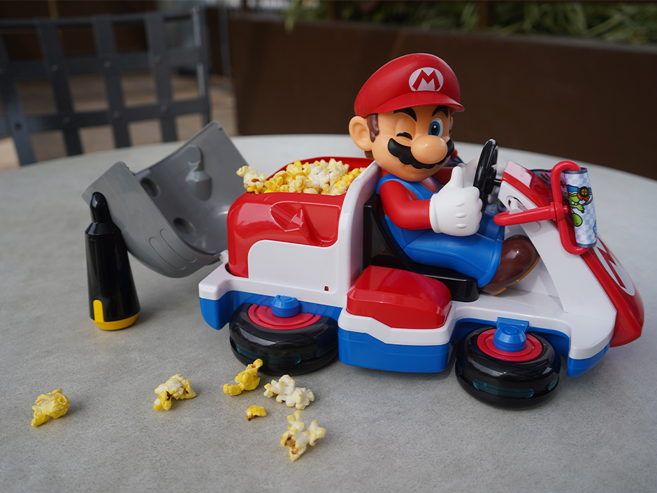 Mario Kart popcorn bucket.