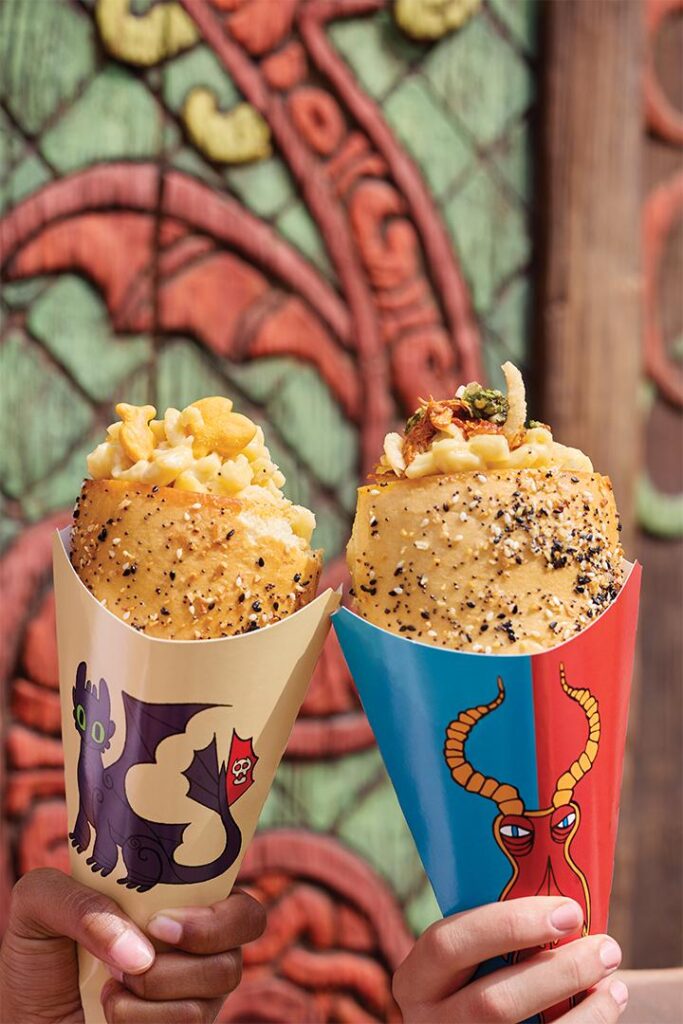 Two Mac & Cheese Cones from Hooligan's Grog & Gruel in How to Train Your Dragon - Isle of Berk