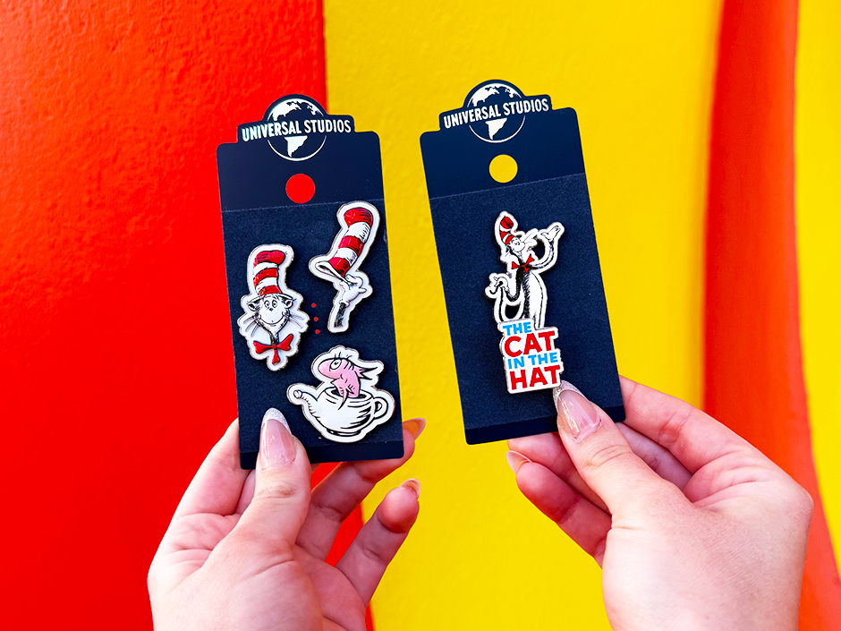Two sets of Cat in the Hat pins
