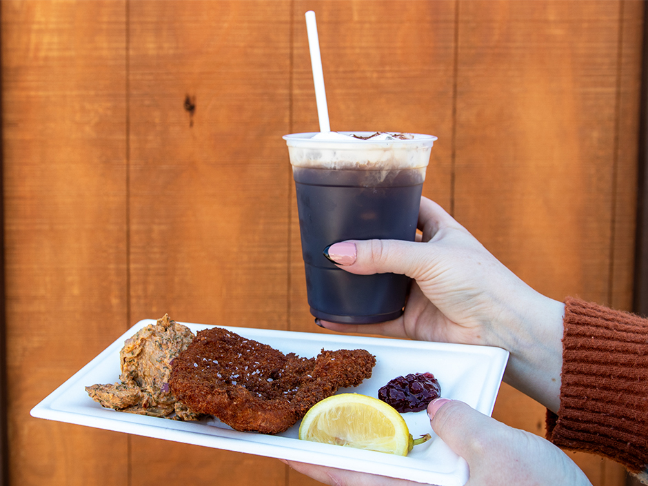 Pork Schnitzel and Eiskaffe available from Universal Mardi Gras at Universal Studios Florida