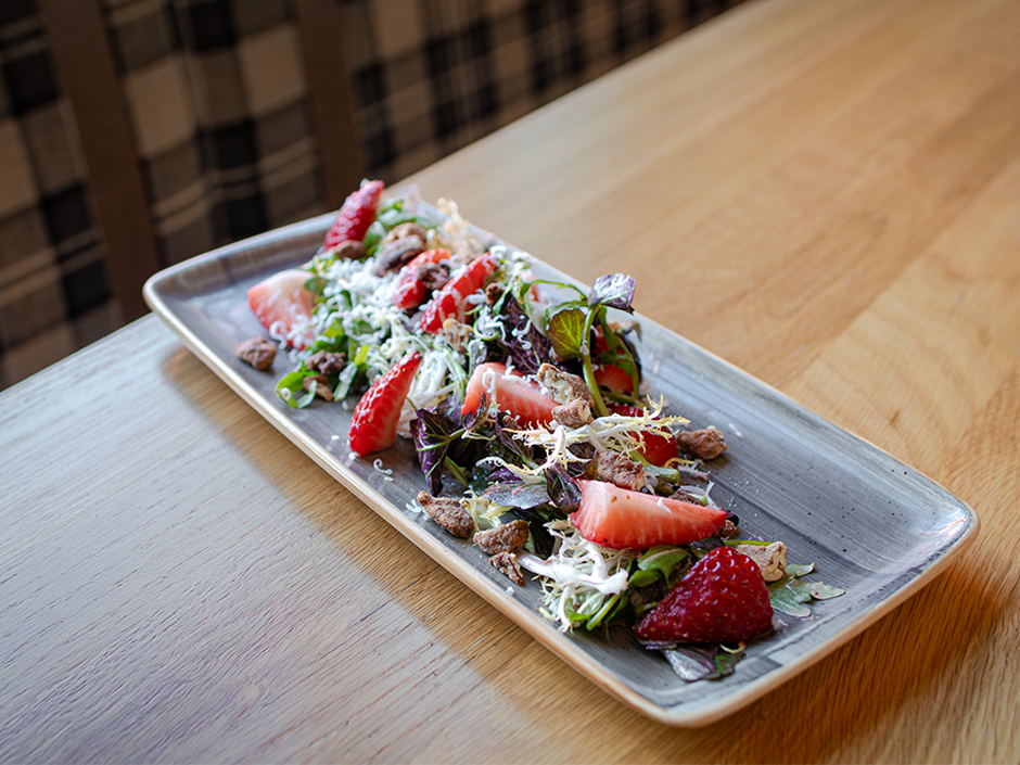 Plate of the Strawberry Salad at Bigfire for Valentine's Day at Universal CityWalk.