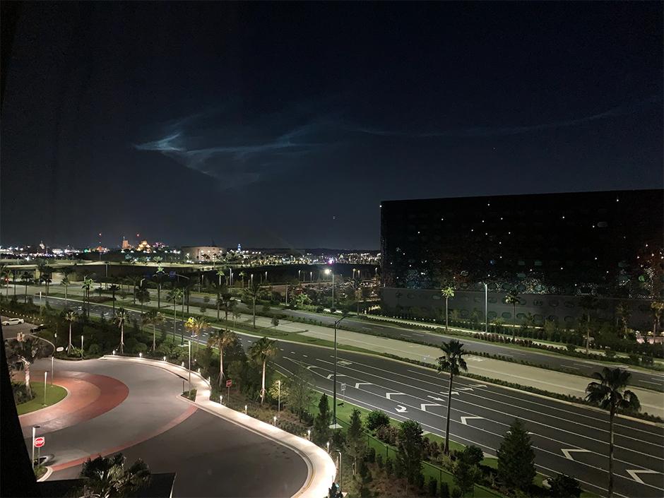 A view from Universal Terra Luna Resort at nighttime
