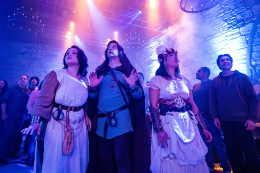 Guests take in the DUNGEONS & DRAGONS: Secrets of Waterdeep experience at Universal Fan Fest Nights.