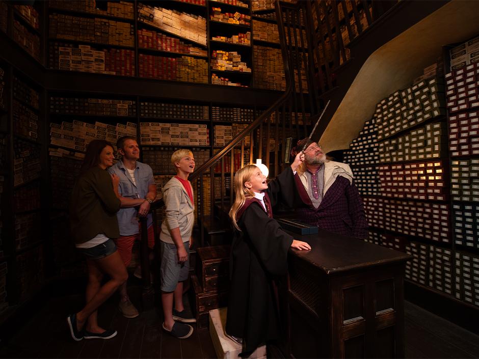 Family shopping at Ollivanders.