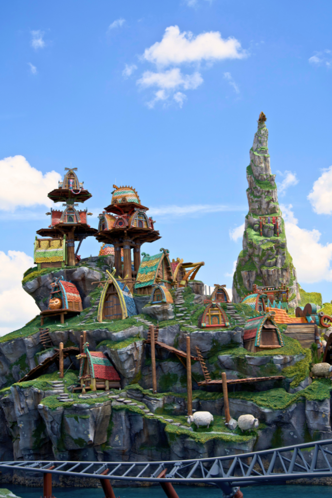 View of Isle Berk at Universal Epic Universe, Hiccup's Wing Gliders.