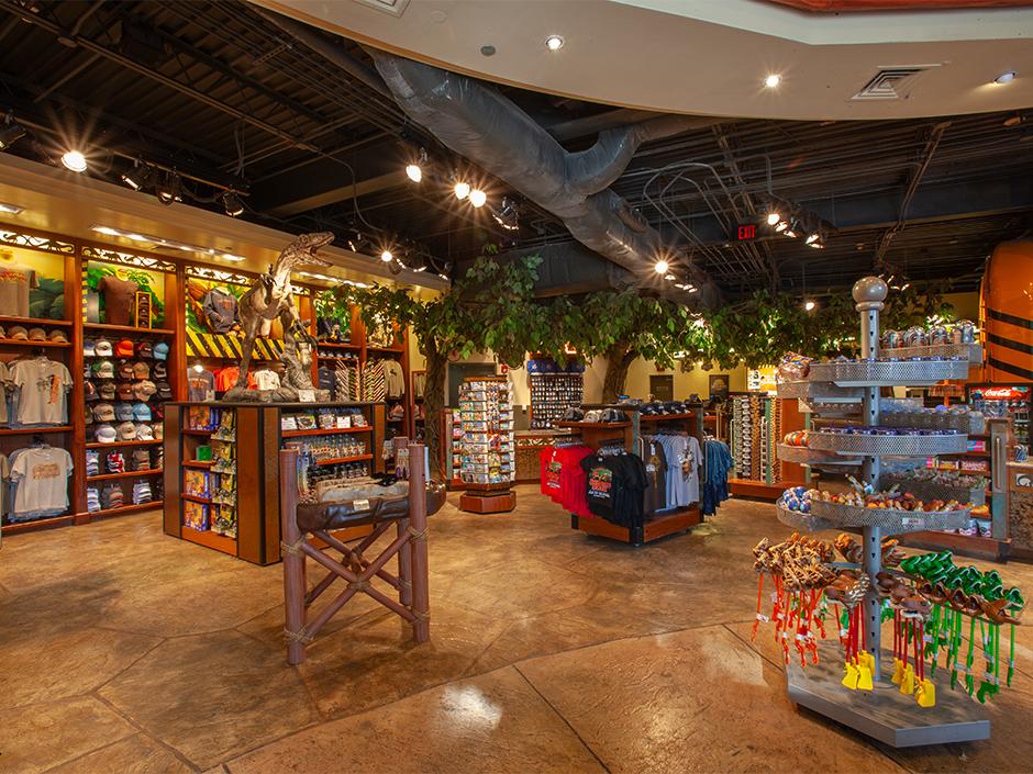 Interior of Jurassic Outfitters.