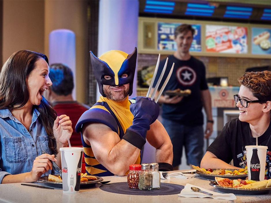 Guests meeting Wolverine at the Marvel Character Dinner