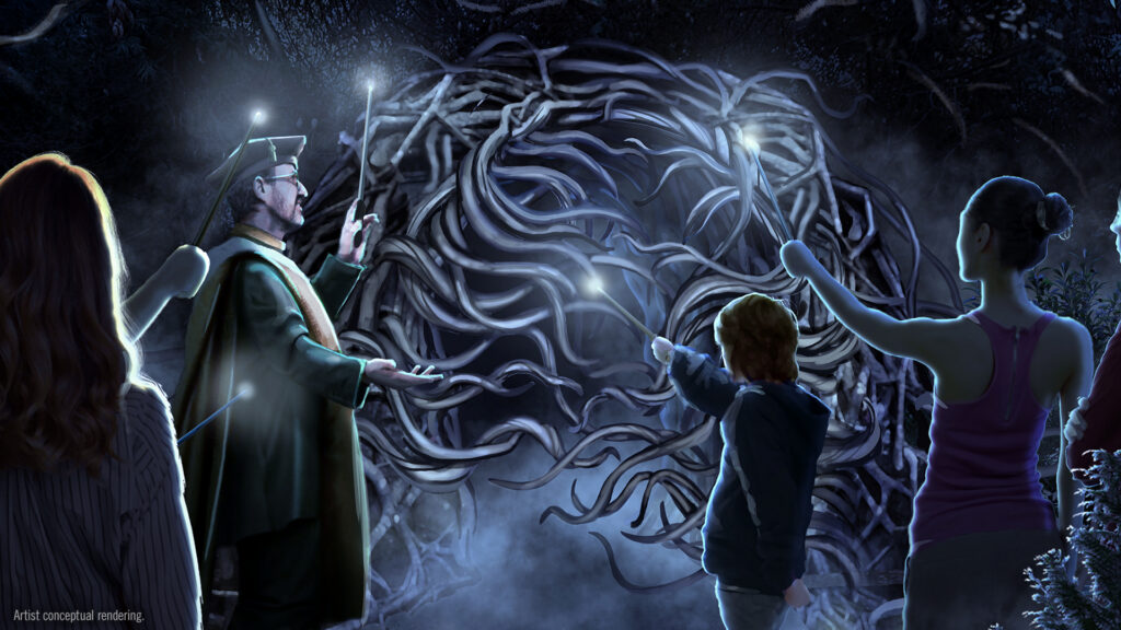 Artistic rendering of Forbidden Forest: Search For the Hippogriff at Universal Fan Fest Nights.