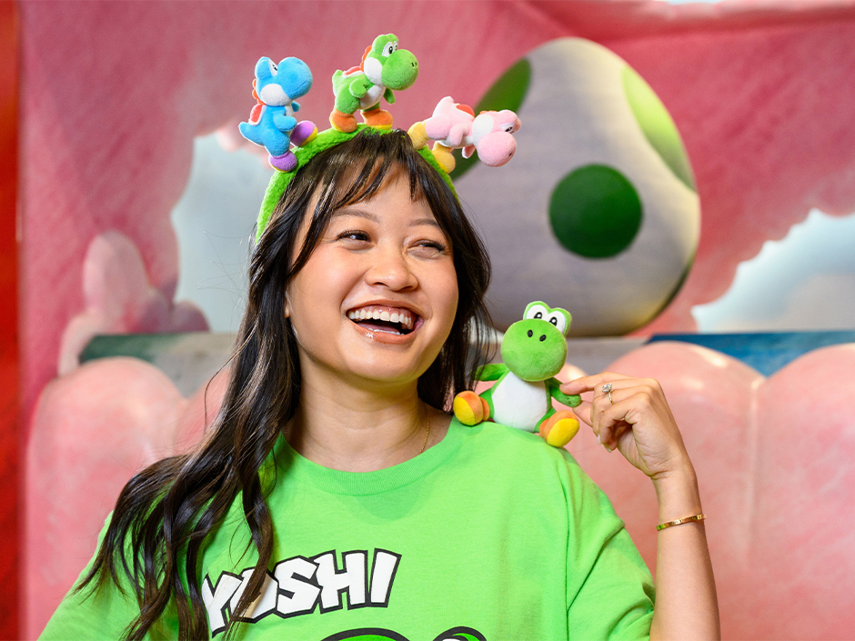Yoshi-themed merch in SUPER NINTENDO WORLD for Universal Fan Fest Nights 2026.