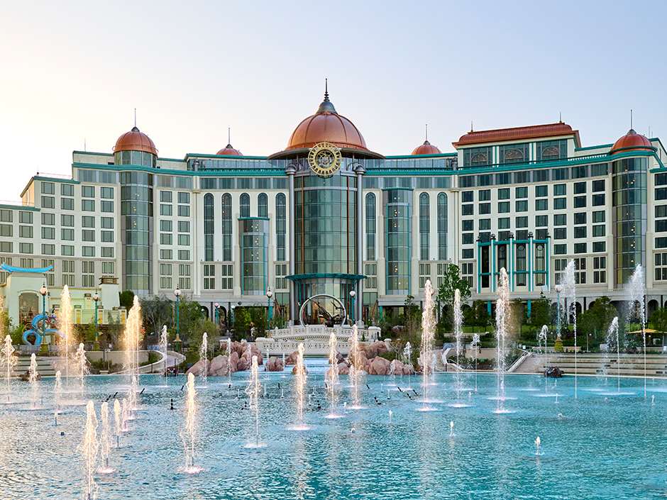 The exterior of the Helios Grand Hotel.