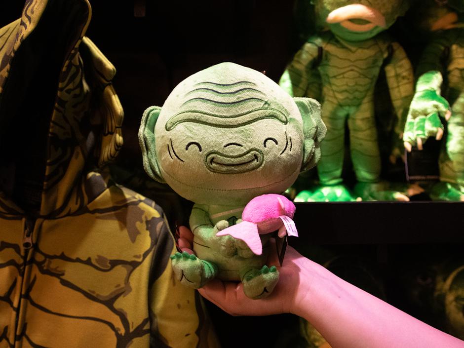 A plush of the Creature of the Black Lagoon.