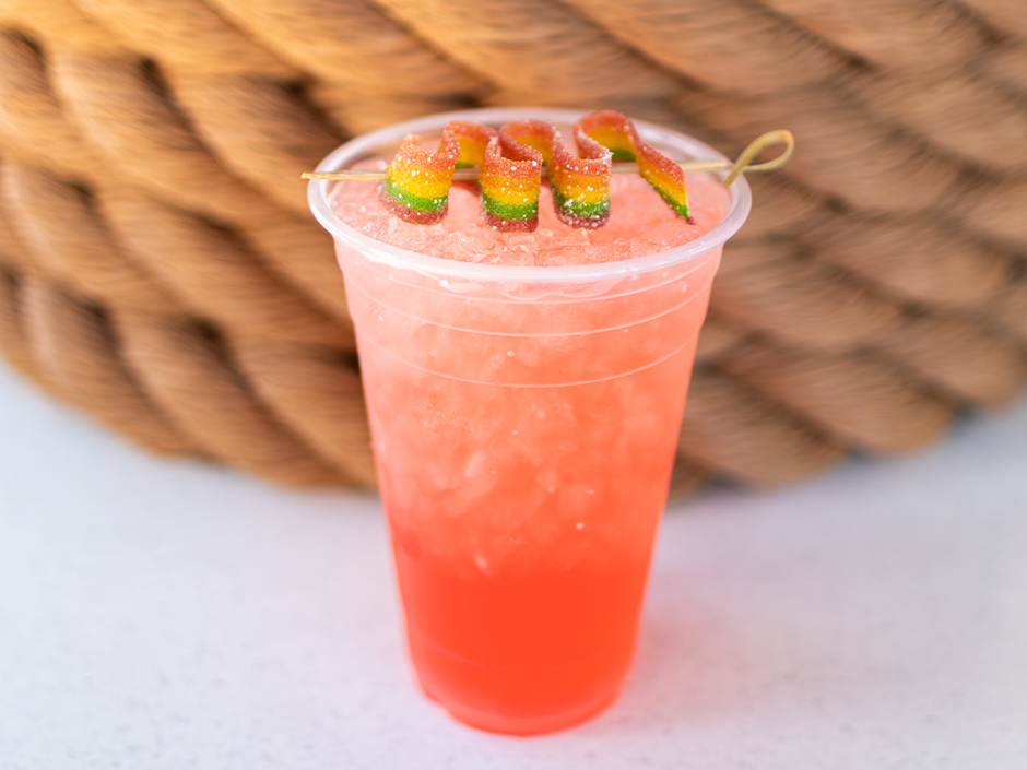 The Rainbow Island Cocktail available at Chez Alcatraz in Universal Studios Florida during Pride Month
