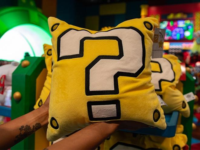A ? Block pillow and 