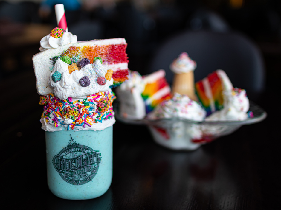 The Pride Shake available at The Toothsome Chocolate Emporium & Savory Feast Kitchen in Universal CityWalk