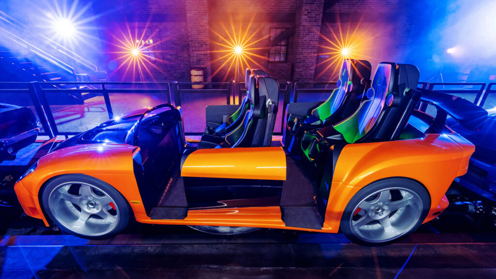 Orange Mazda RX-7 FFHD ride vehicle FFHD