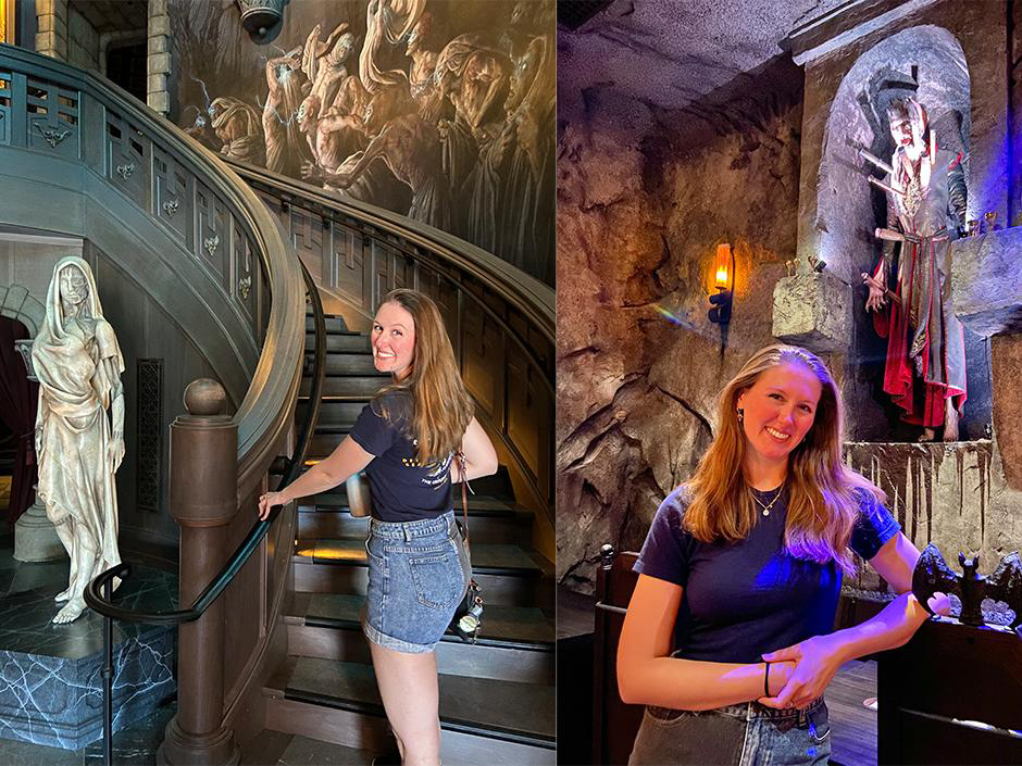 Kaitlyn poses in the queue for Monsters Unchained in Dark Universe