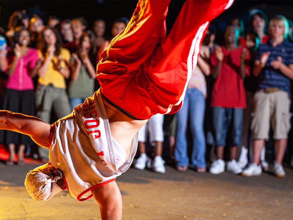 Street Breakz performer break dancing at Universal Studios Florida for Fourth of July.