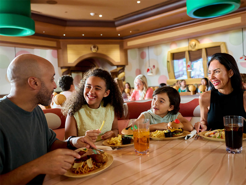 A family dines at Toadstool Cafe.