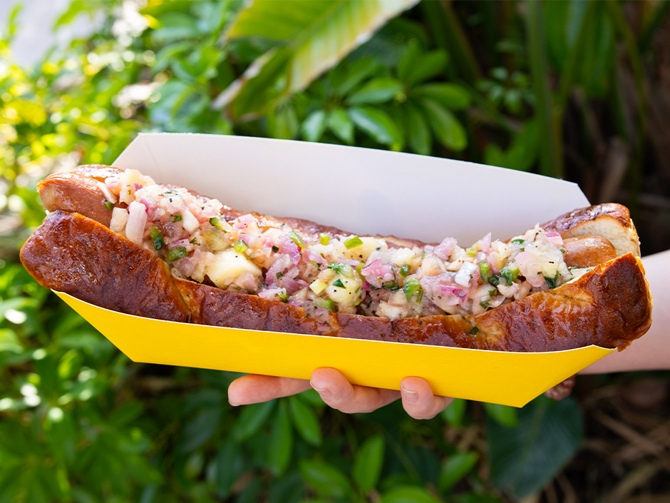 The pretzel dog at Whakawaiwai Eats