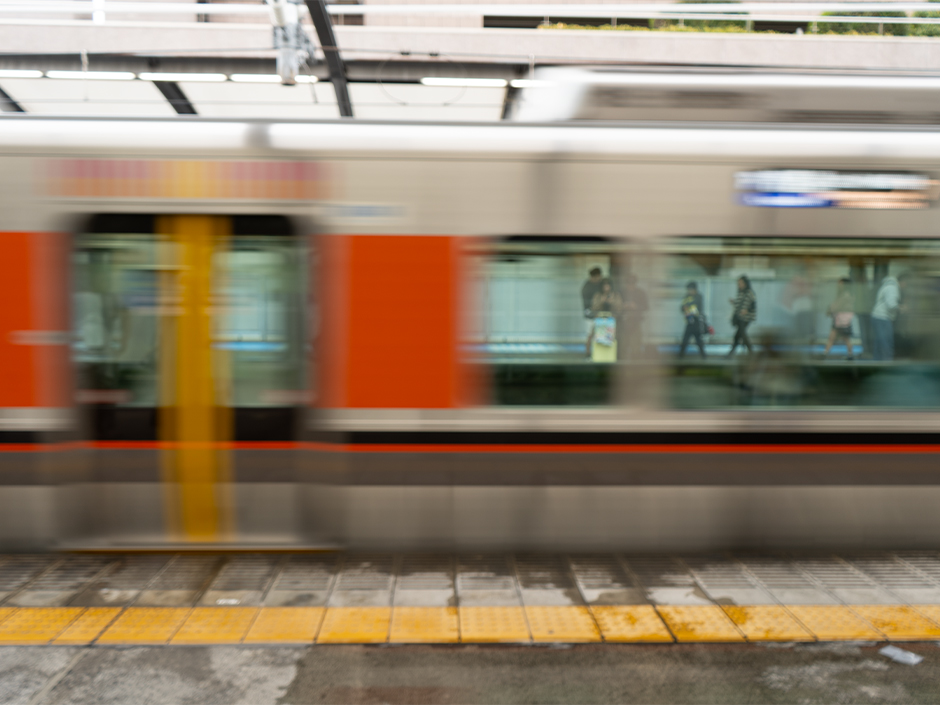 A moving subway train in Japan