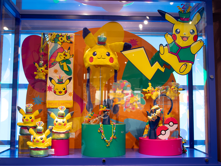 Various Pokemon merchandise for USJ's 25th anniversary