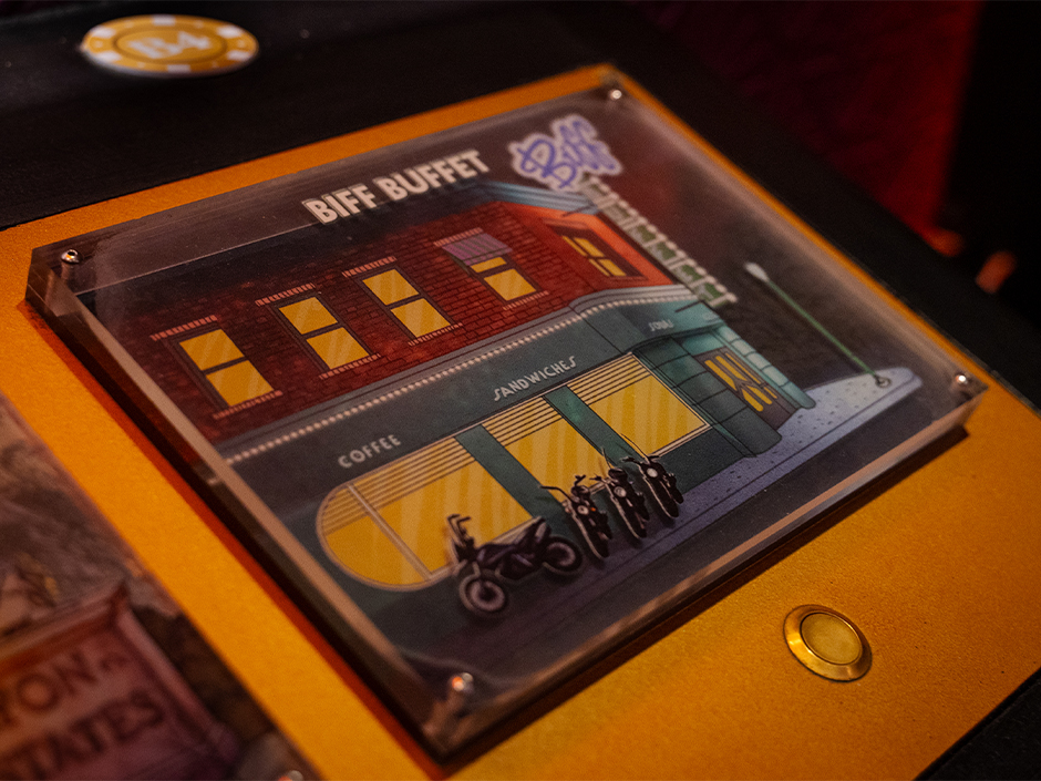 An image of the fictional Biff Buffet restaurant as it would appear in Hill Valley