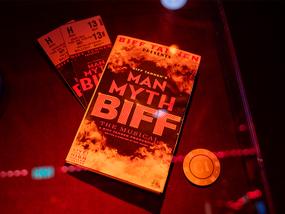 A playbill for a fictional musical about Biff Tannen