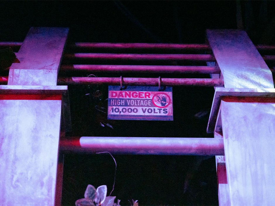 A replica of the high voltage fence from the "Jurassic Park" films