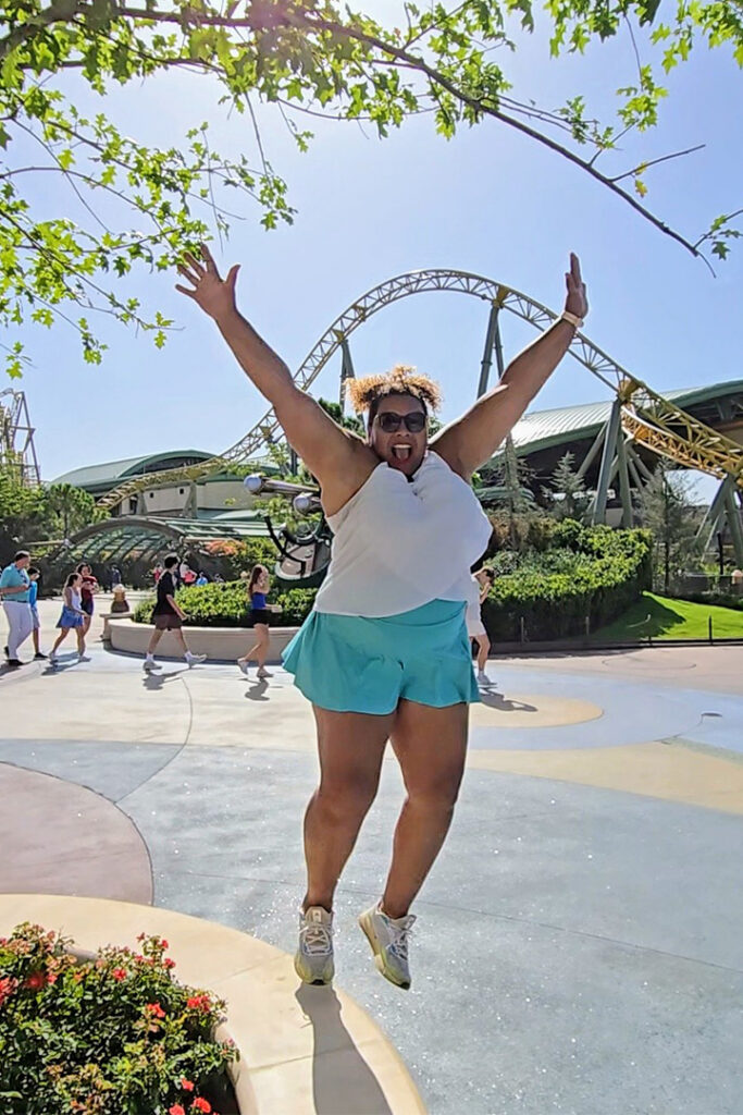 Maria jumping in Celestial Park