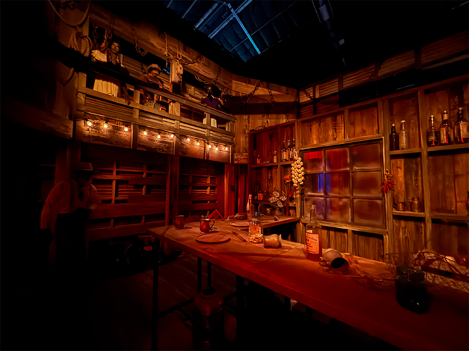 Interior of the Sinners haunted house at HHN at Universal Orlando Resort.