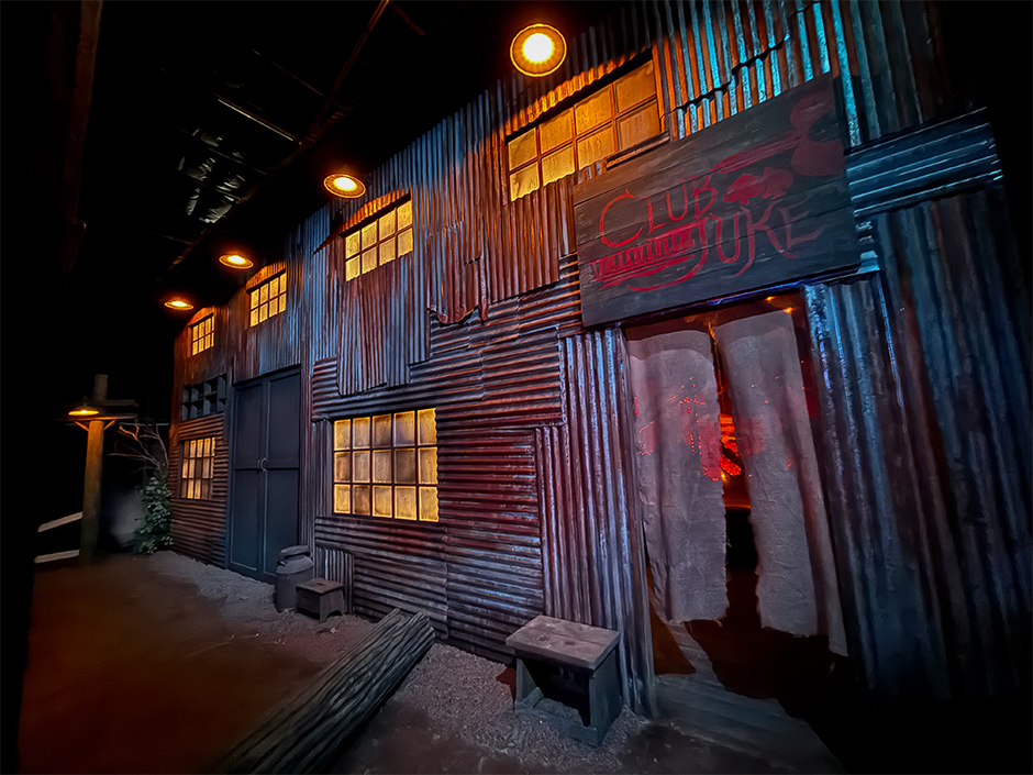 Exterior of Club Juke at the Sinners haunted house at HHN at Universal Orlando Resort.