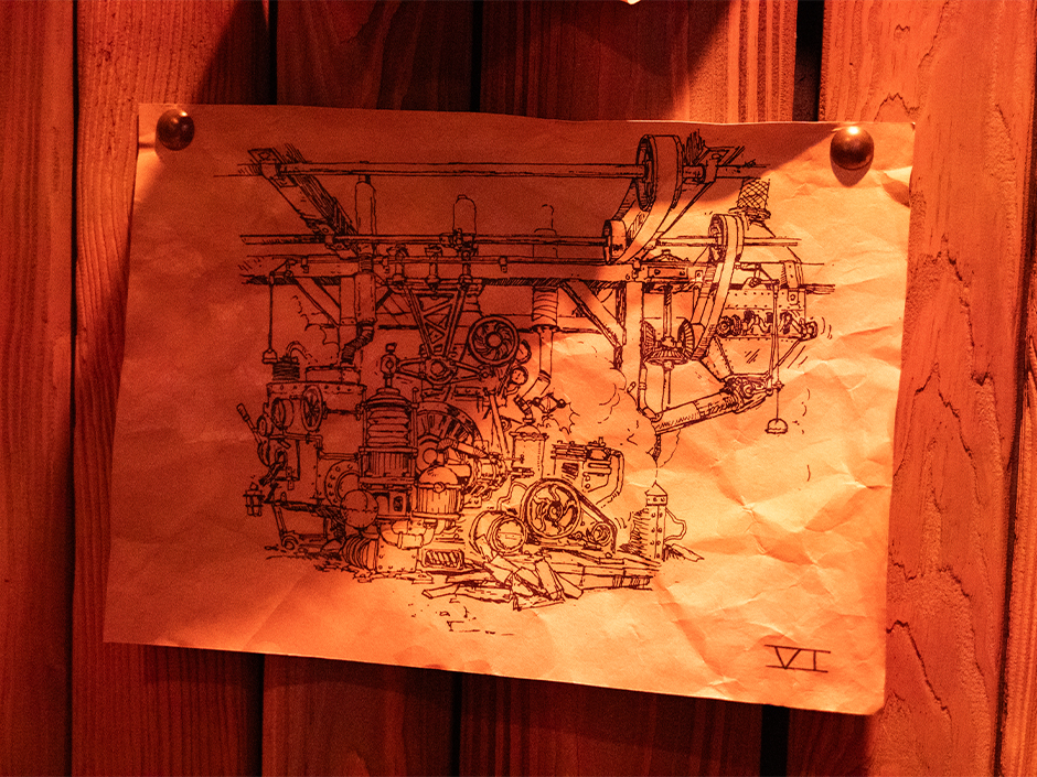 An invention schematic original created for "Back to the Future Part III"