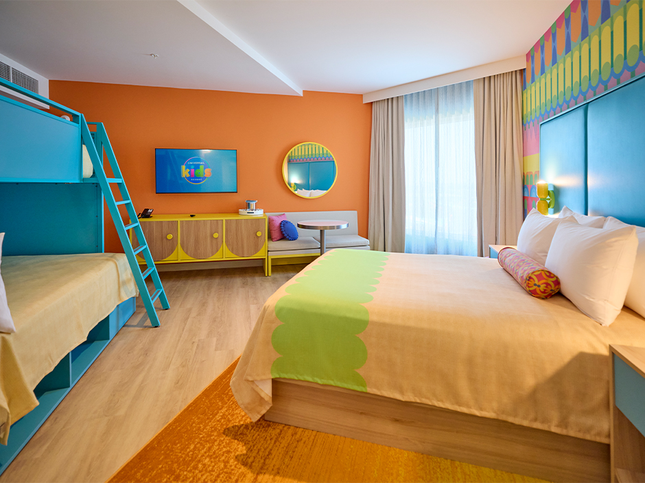 A colorful room at Universal Kids Resort Hotel.