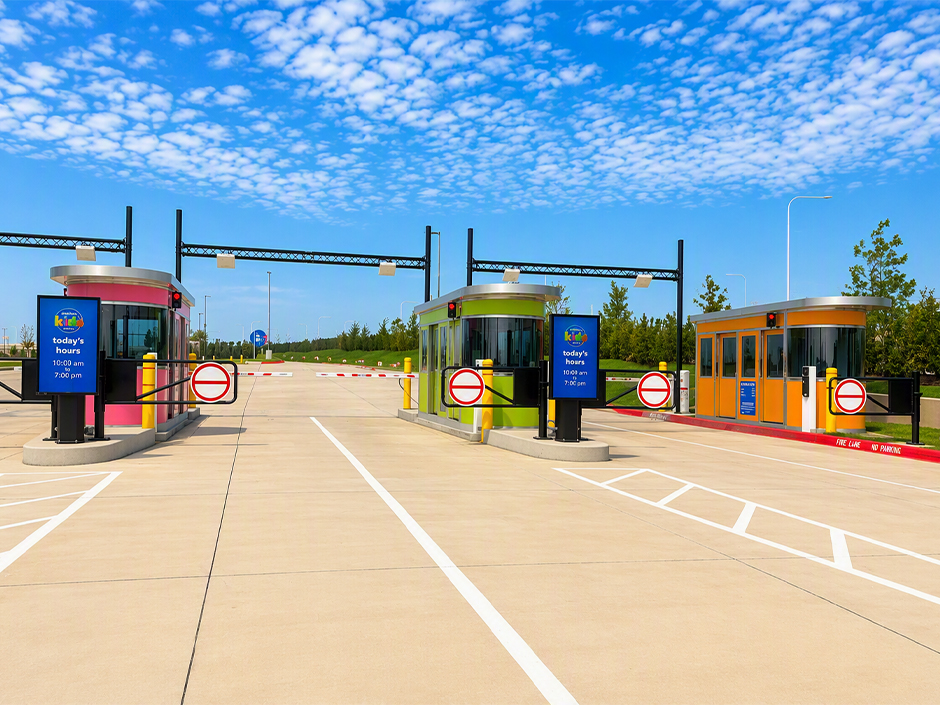Parking tollbooths at Universal Kids Resort.