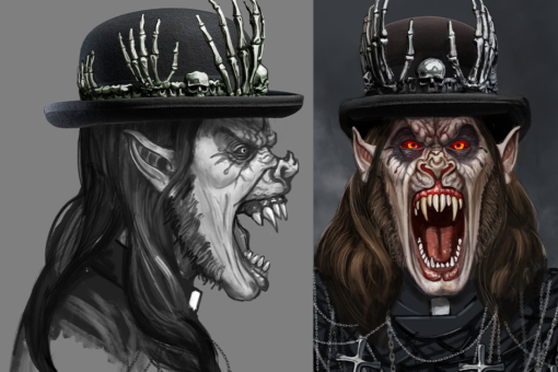 close-up rendering of ozzy prince of darkness for HHN 26