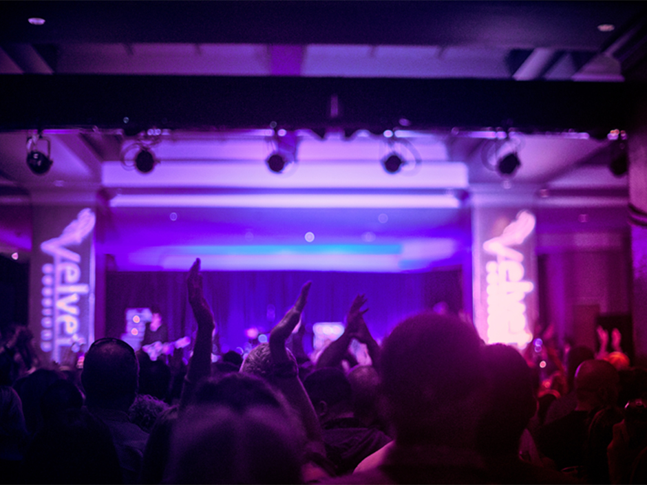A crowd cheers at a Velvet Sessions show at Hard Rock Hotel