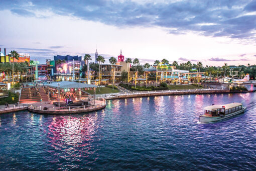 A view of Universal CityWalk in the early evening
