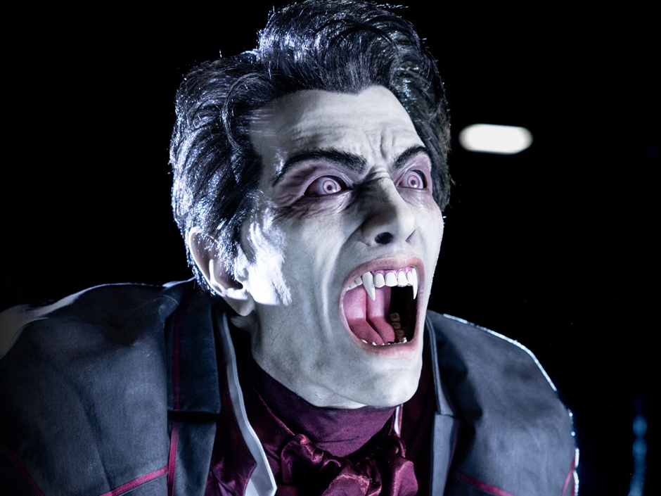 A close-up of the Dracula animated figure as seen on Monsters Unchained: The Frankenstein Experiment